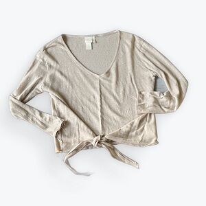 H&M Beige Tie-Front Blouse Sz Small
